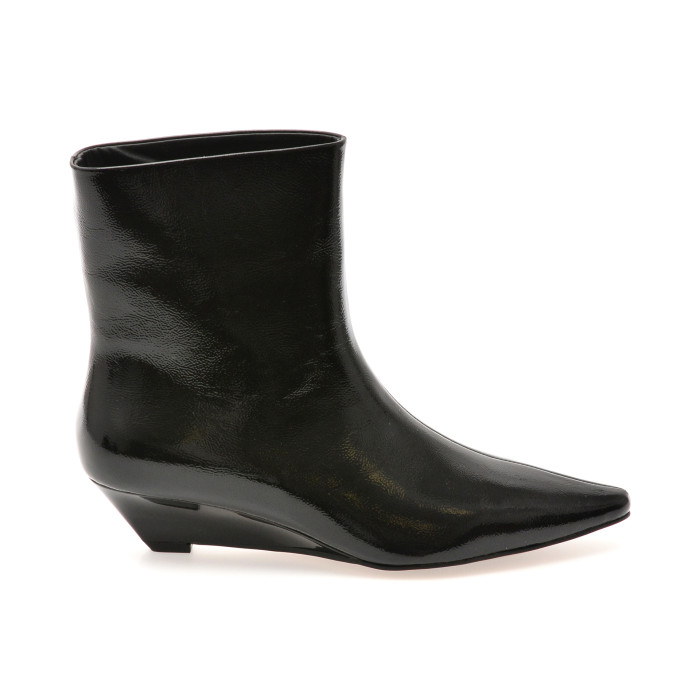 Botine elegante EPICA negre, B238, din piele naturala lacuita