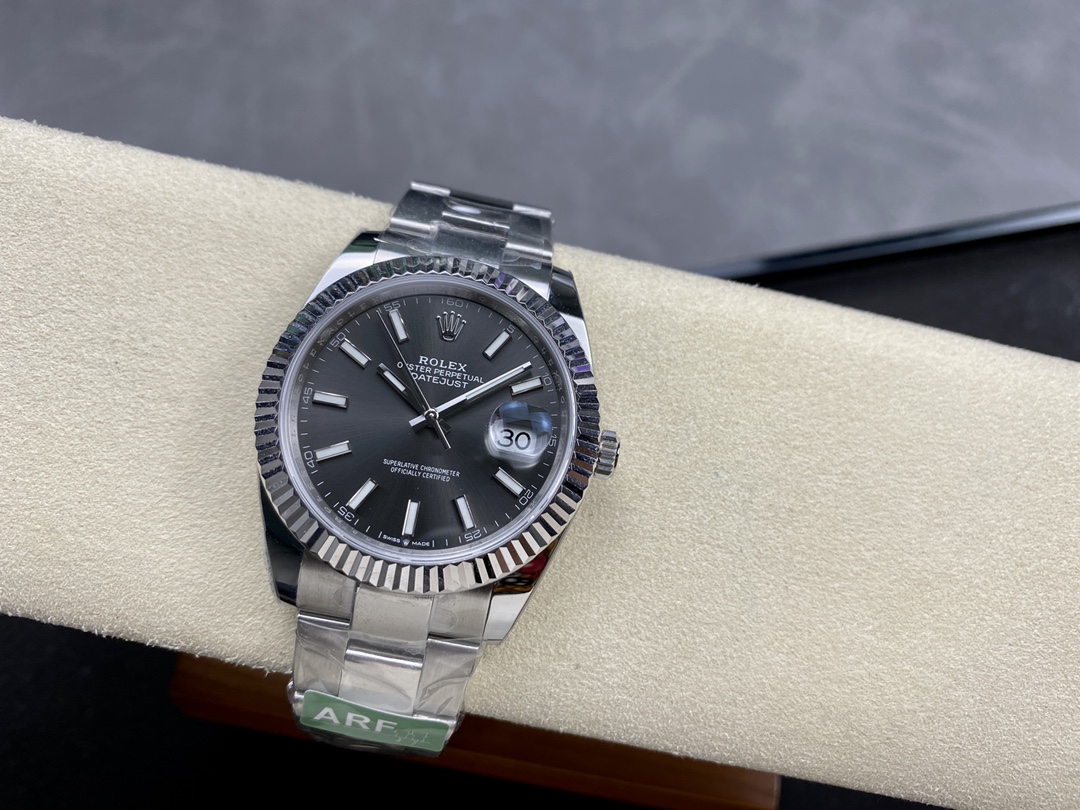 Rolex Datejust 41 White Gold Fluted Bezel Slate Dial Oyster M126334 0013 Men's Watch