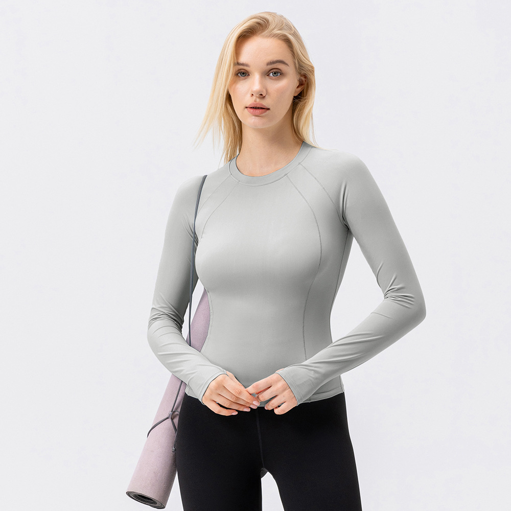 Women's sun-protective, tight-fitting yoga wear, long-sleeved, cool and breathable sports T-shirt, running and fitness top, UV protection