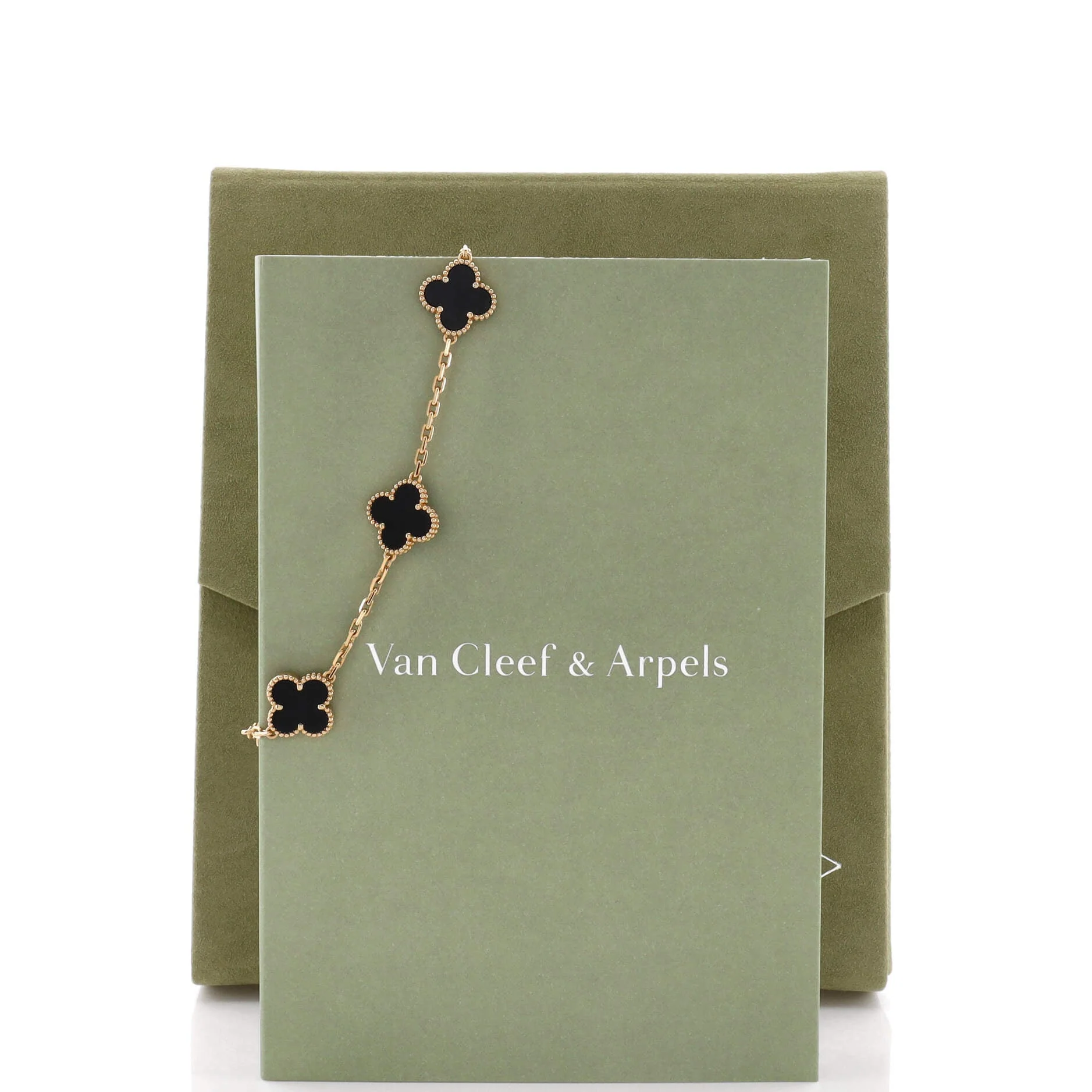 Vintage Alhambra 10 Motifs Necklace 18K Yellow Gold and Onyx