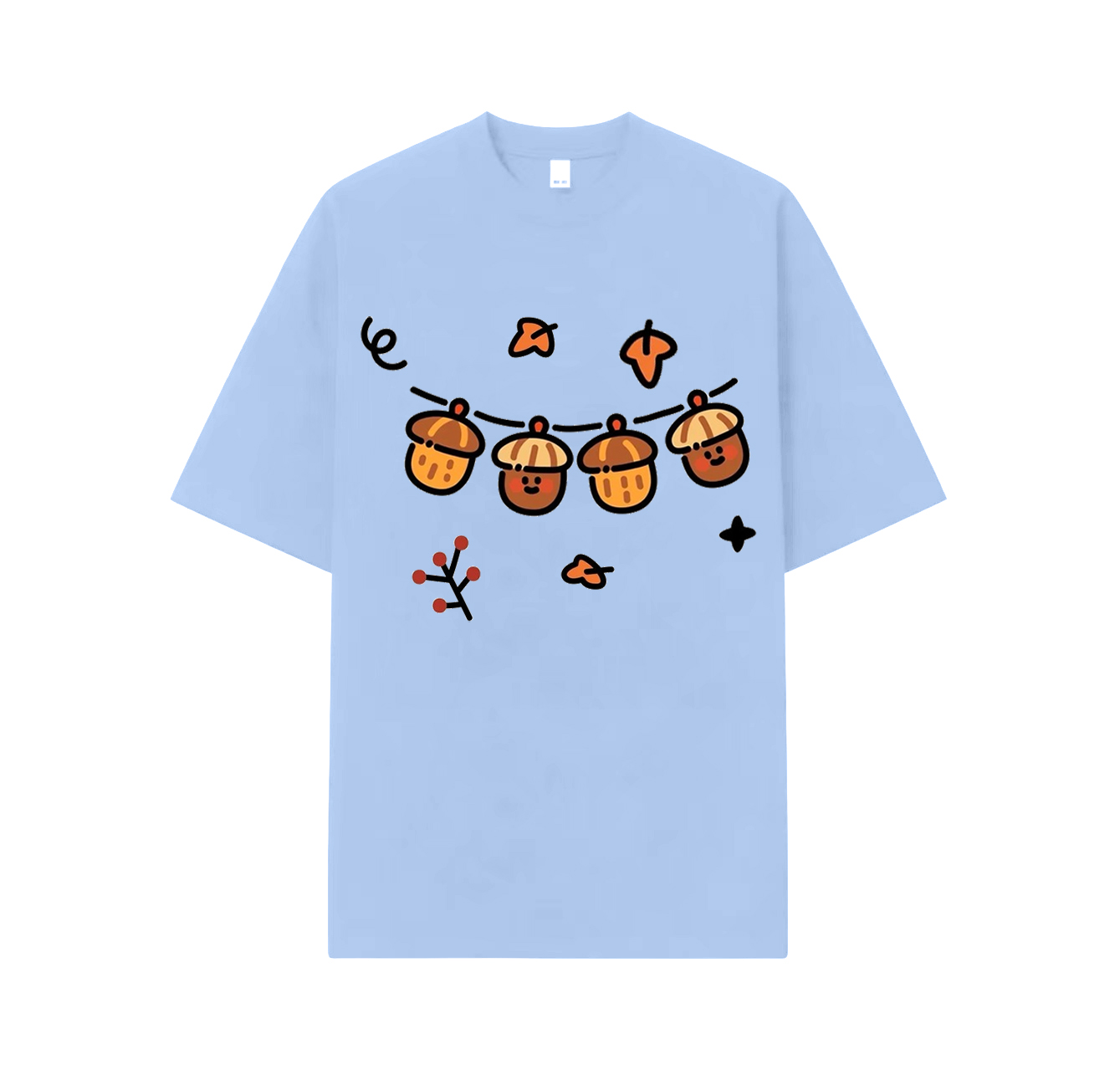 A cute short-sleeved shirt featuring a small mushroom print—an essential item for your summer wardrobe.