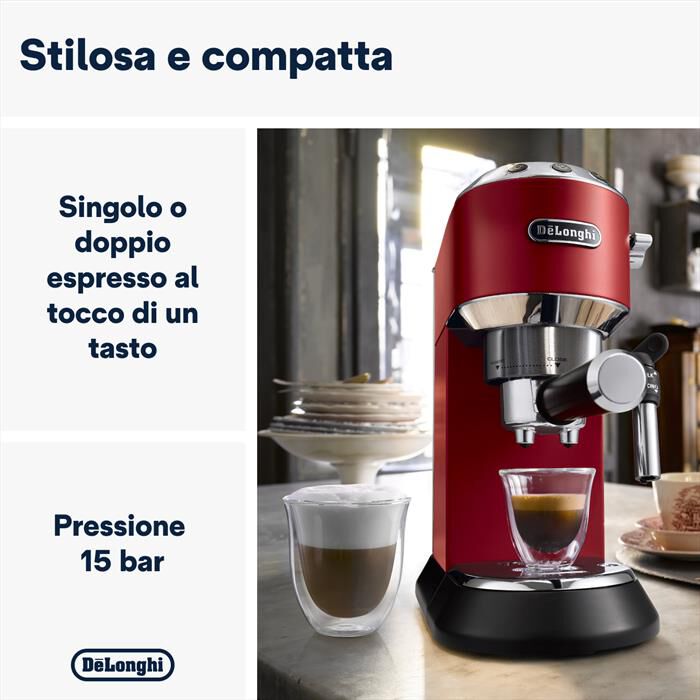 DE LONGHI - DEDICA EC685.R MACCHINA DA CAFFÈ MANUALE-Rosso