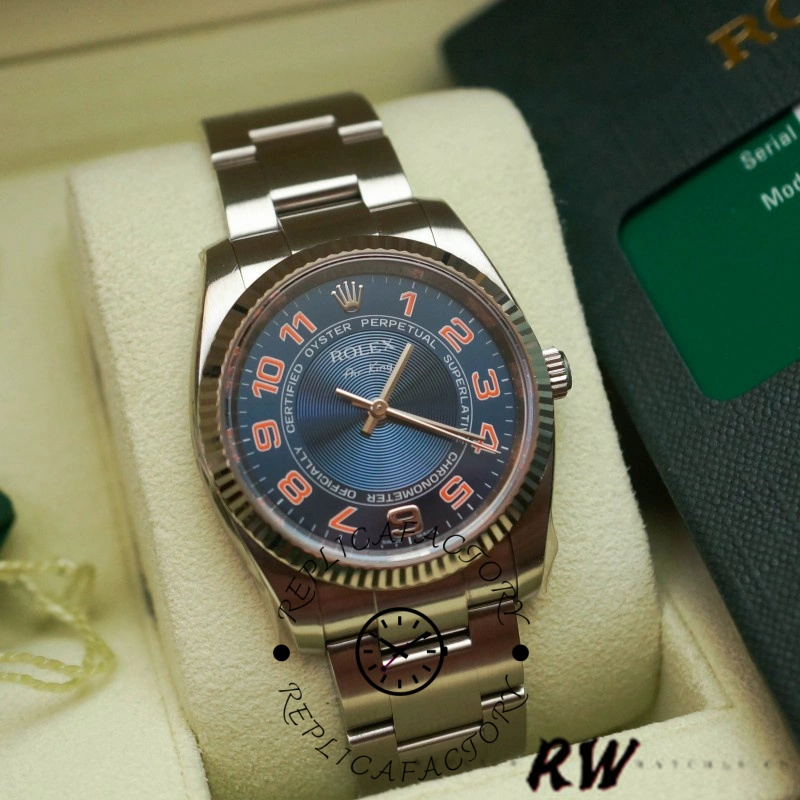Rolex Oyster Perpetual Air-King 114234 Blue Dial Stainless Steel Oyster 34mm Unisex replica watch