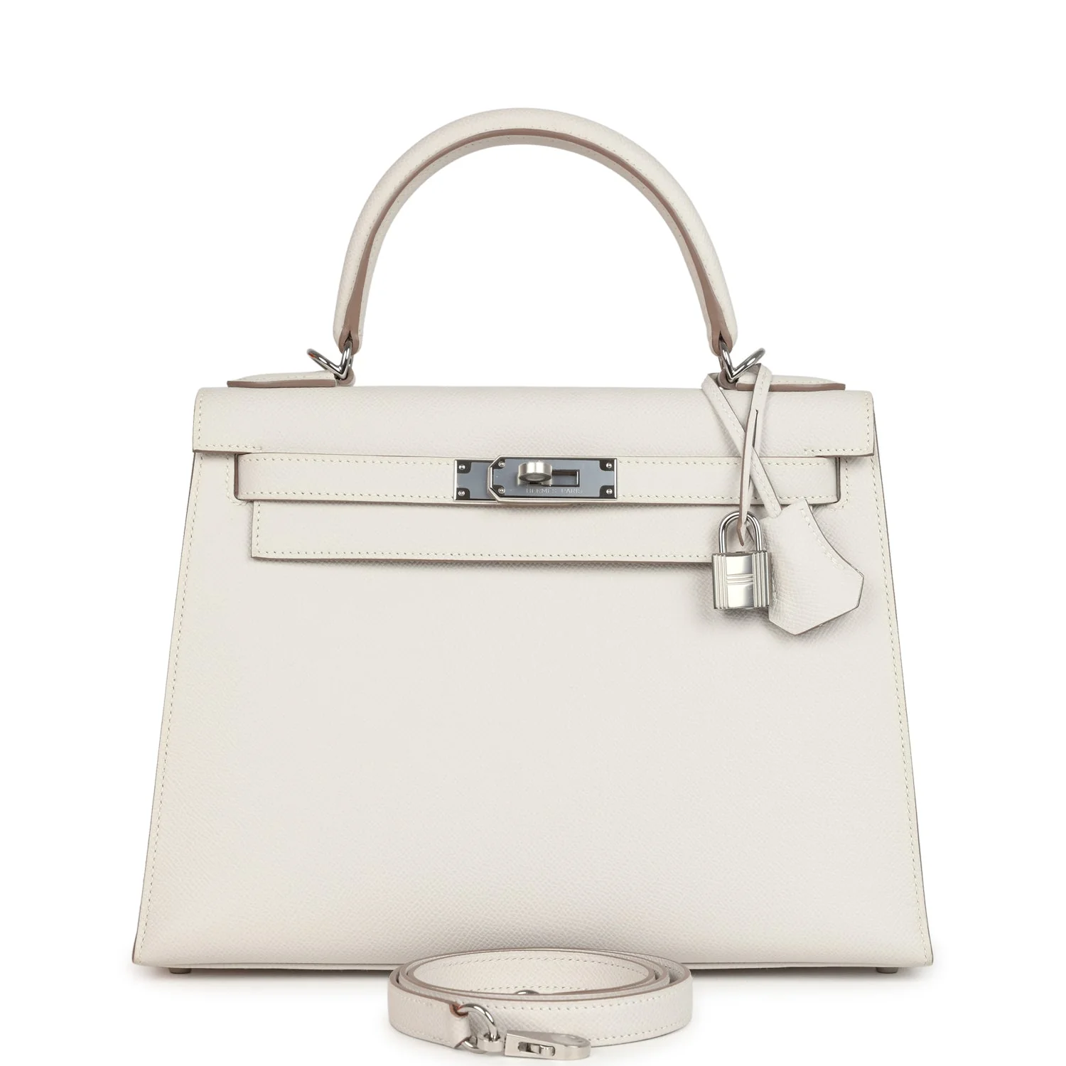 Hermes Kelly Sellier 28 Gris Pale Epsom Palladium Hardware
