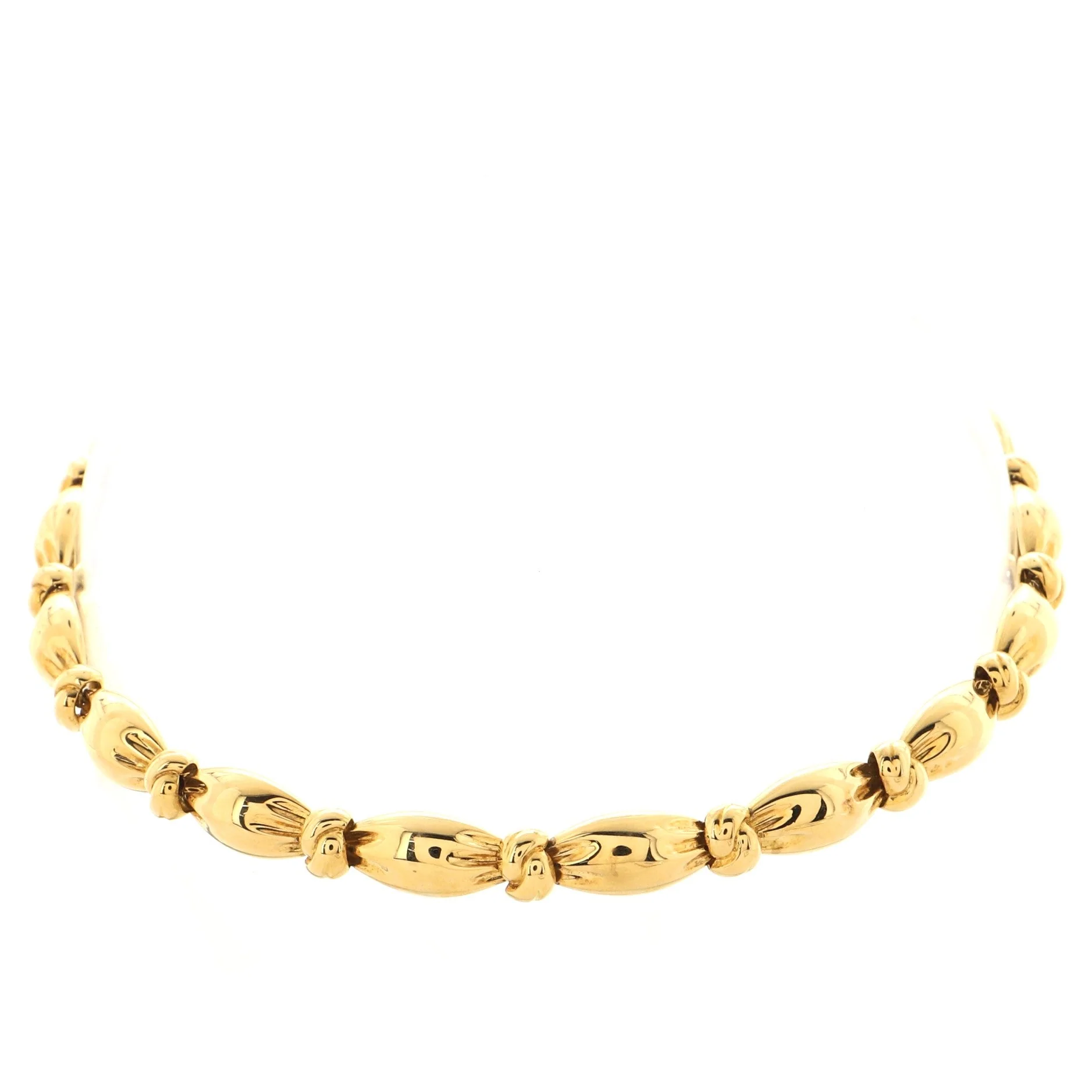 Vintage Knotted Link Choker Necklace 18K Yellow Gold