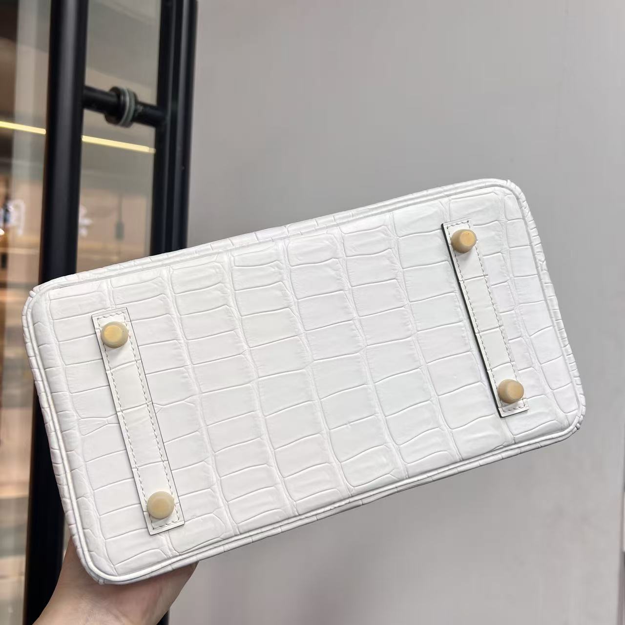 Hermes Birkin 25-30 crocodylus niloticus white