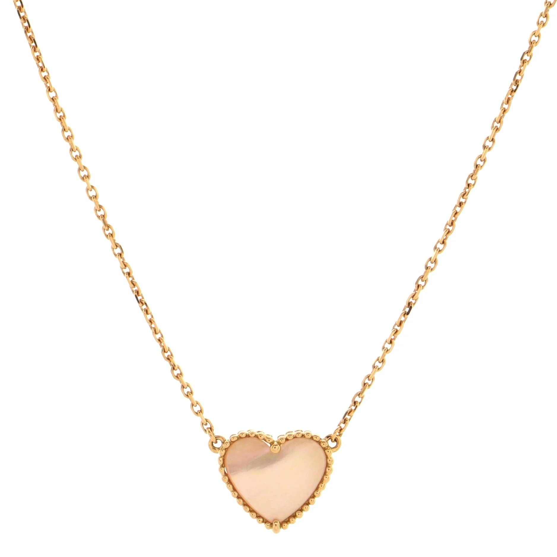 Lucky Alhambra Heart Pendant Necklace 18K Rose Gold and Mother of Pearl