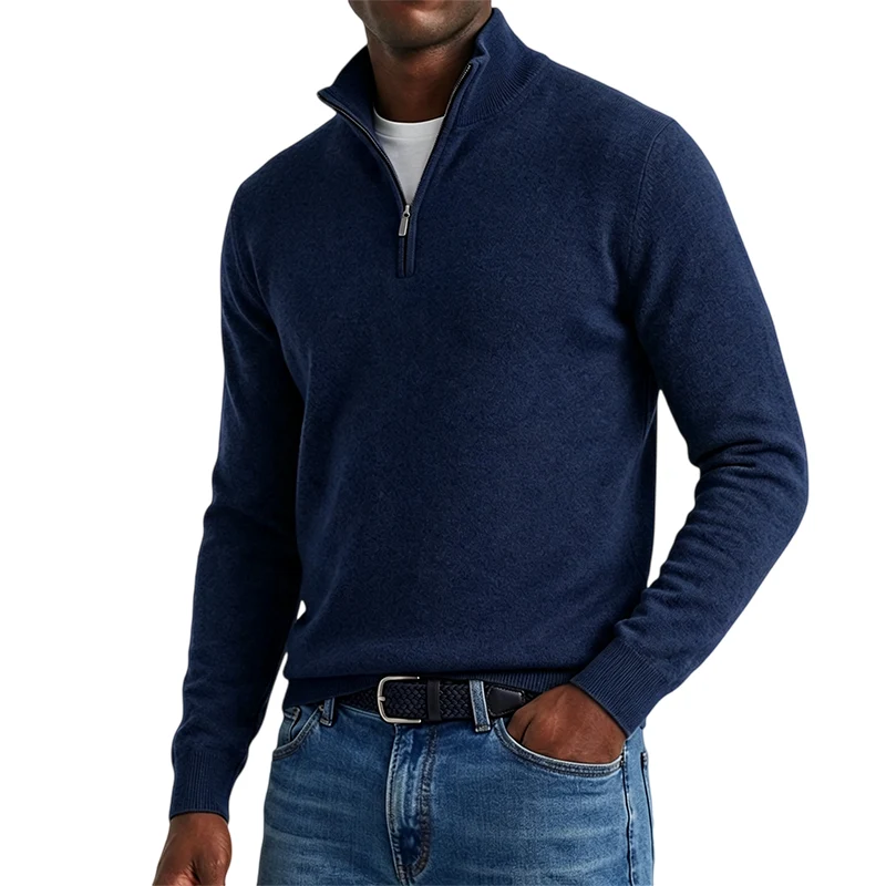 Mivanity Men's Quarter-Zip Stand-Up Collar Polo Shirt