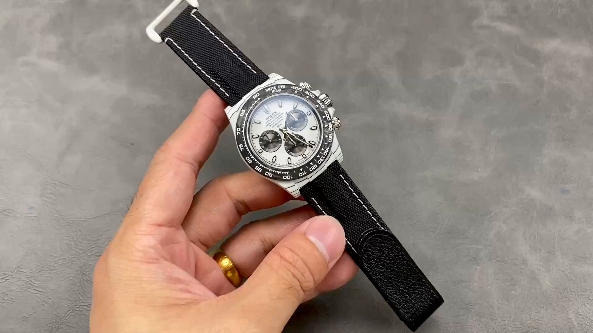 Replica Rolex Daytona IRBIS DiW White & Black Dial Black Nylon Strap 41mm