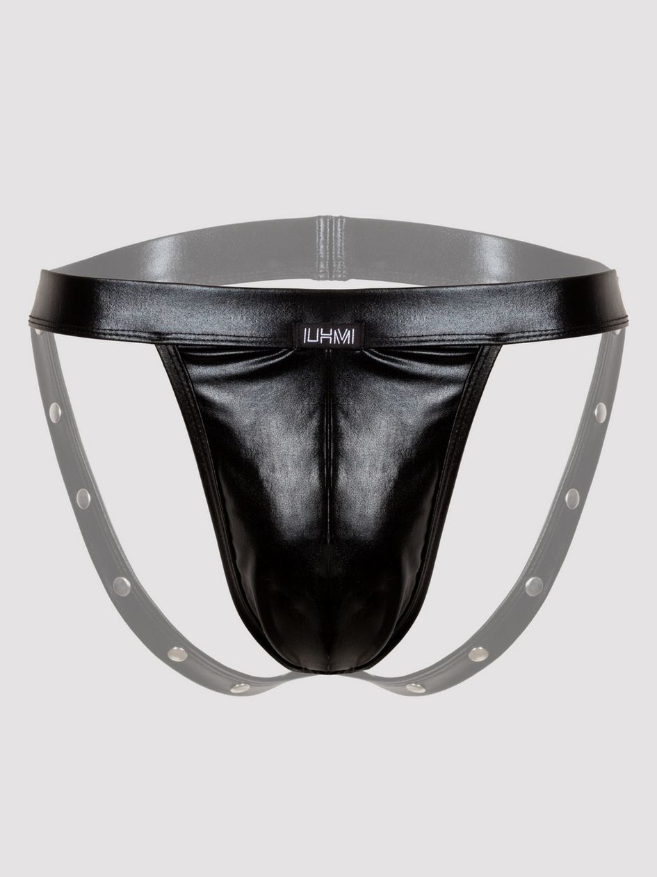 LHM Tough Love Black Wet Look Studded Jockstrap