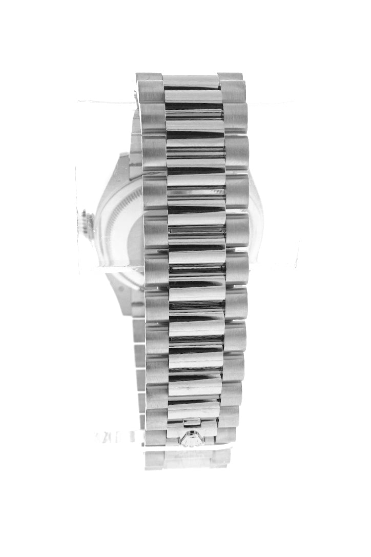 Rolex Day-Date 36 Fluted Bezel Diamond Paved Rainbow Sapphire Dial President Bracelet 128349RBR