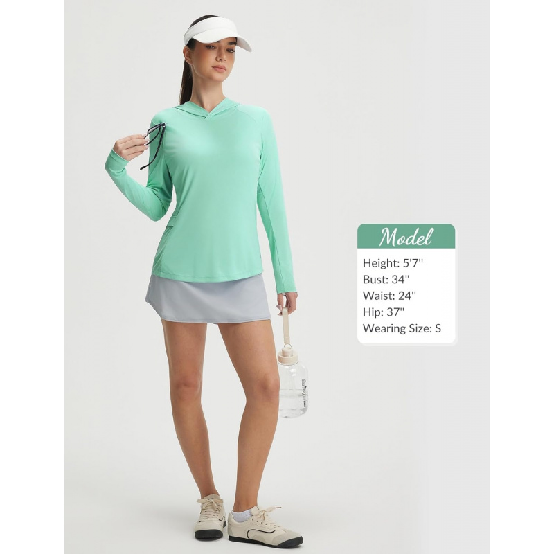 AURETOP Women's Sun Shirts UPF 50+ Mesh Back Lightweight Long