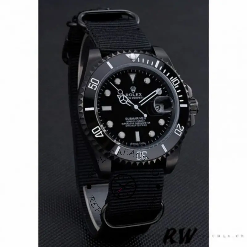 Rolex Submariner 622006 Black nylon strap Black Dial 40mm Mens Replica Watch