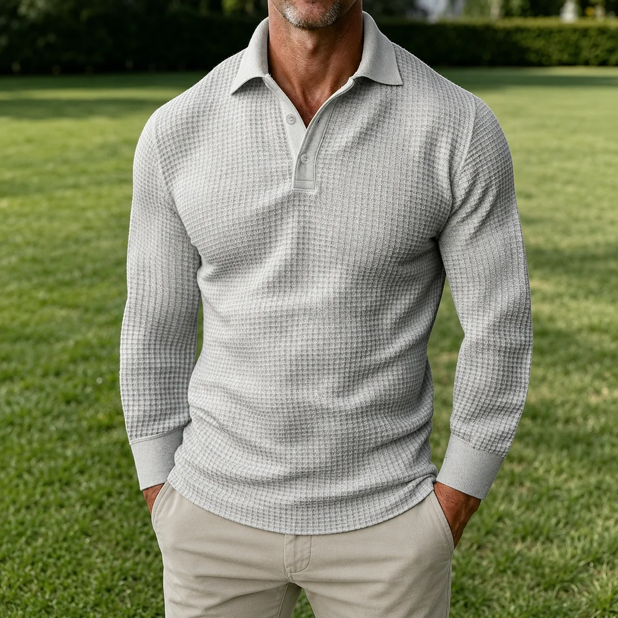 Mivanity Casual Regular Fit Waffle Polo Shirts