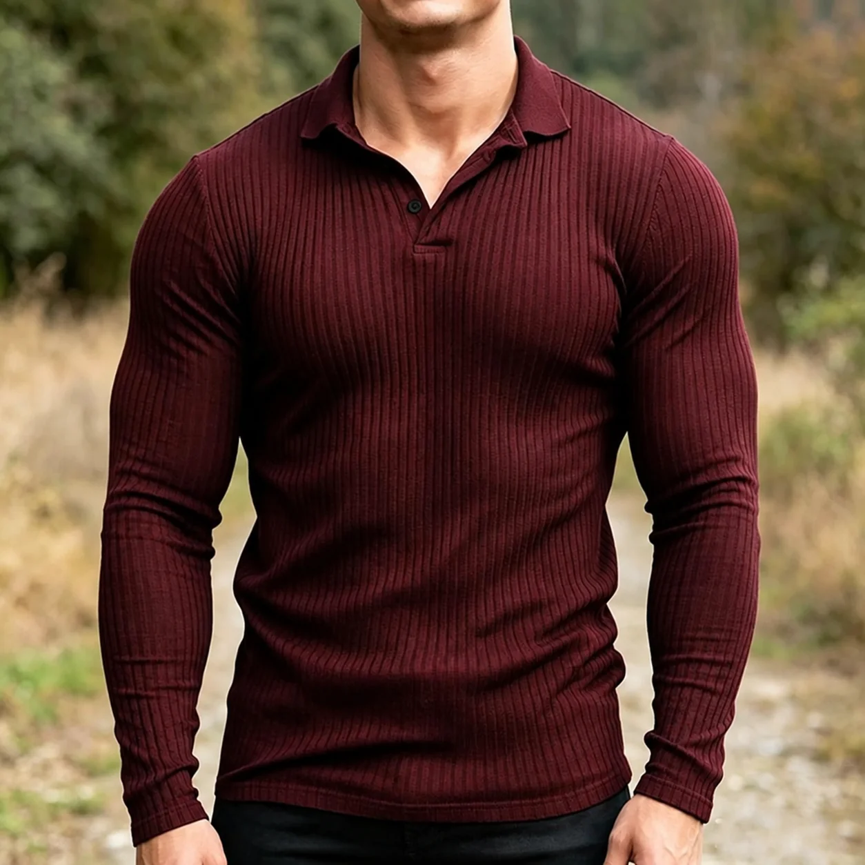 Mivanity Stretchy Slim Fit Knit Polo Shirts