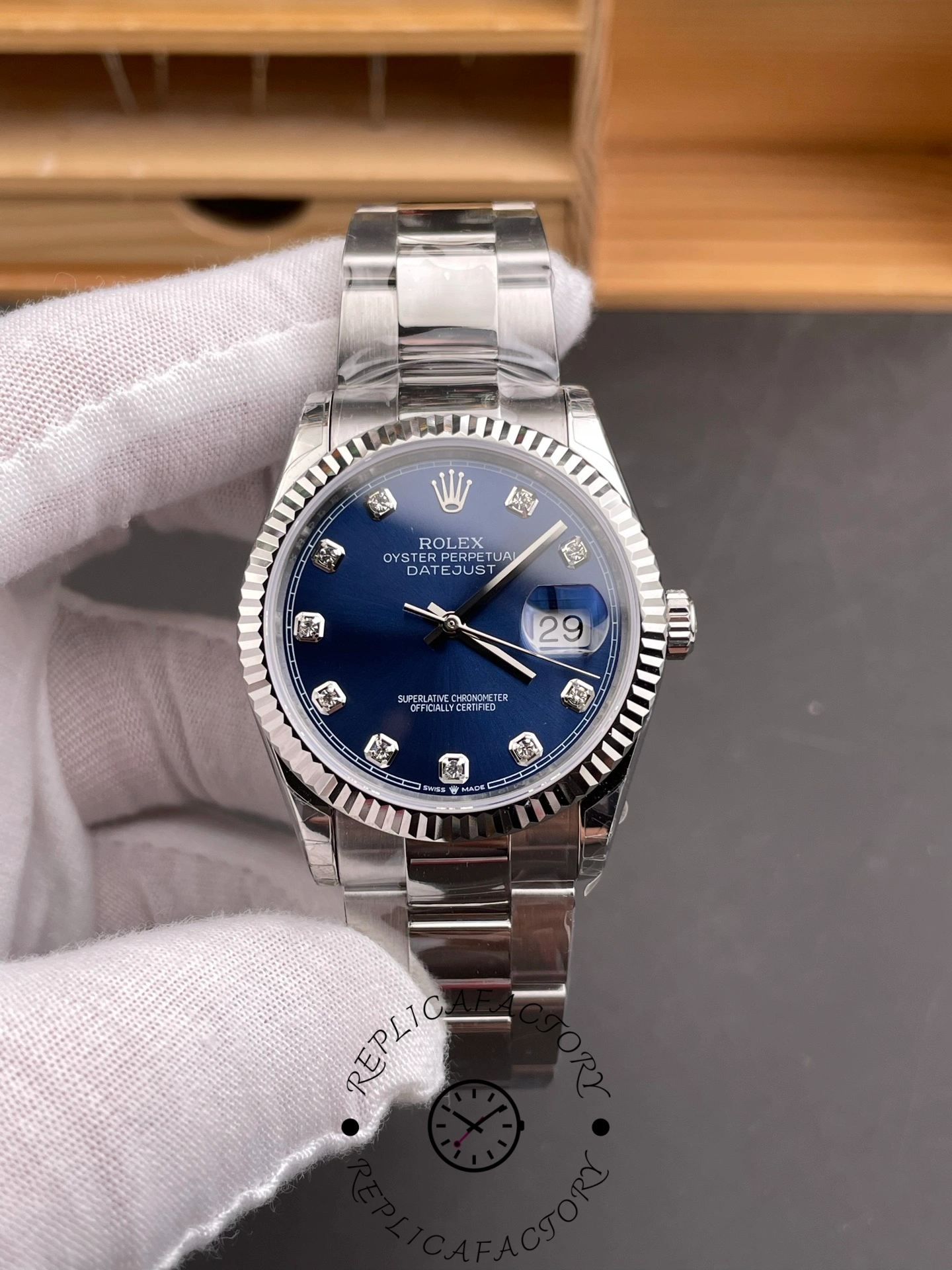 Rolex Datejust 126234 Blue Index Dial Stainless Steel 36MM Unisex Replica Watch