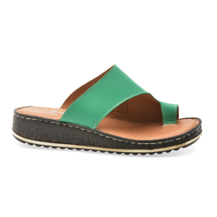 Papuci SHOOZY verzi, EV2849, din piele naturala