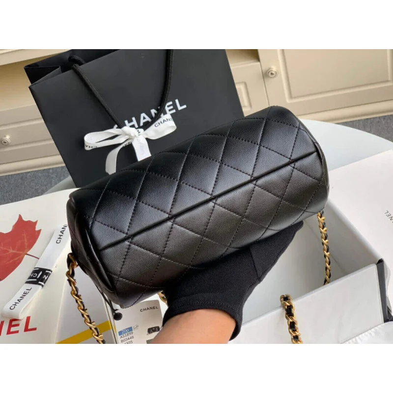 Chanel Shiny Lambskin Small Bowling Bag As1899