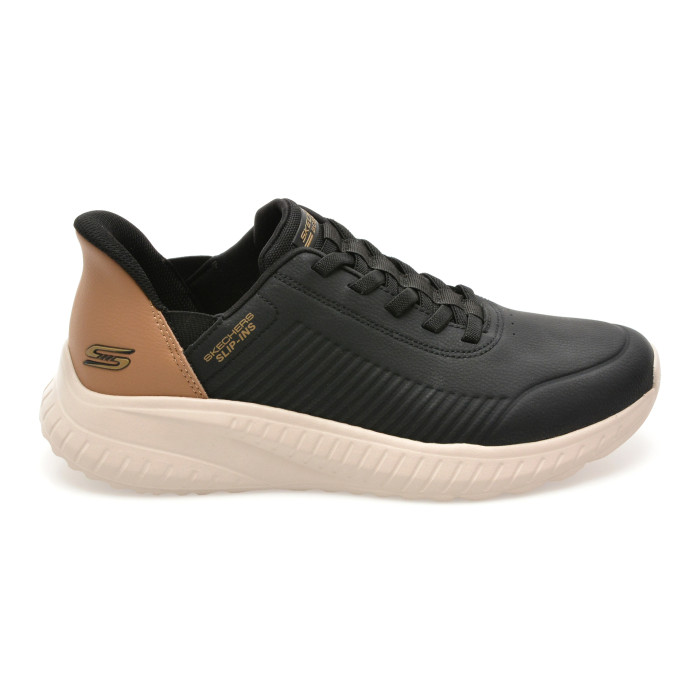 Pantofi sport SKECHERS negri, BOBS SQUAD CHAOS, din piele ecologica