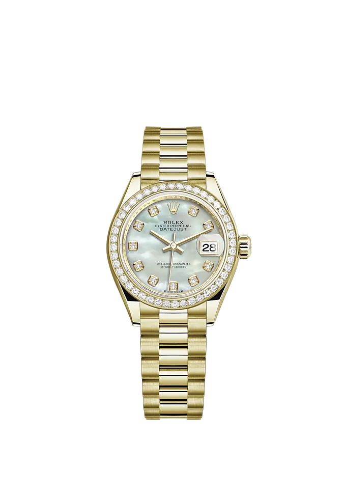 Classic watches LADY-DATEJUST Oyster, 28 mm, yellow gold and diamonds