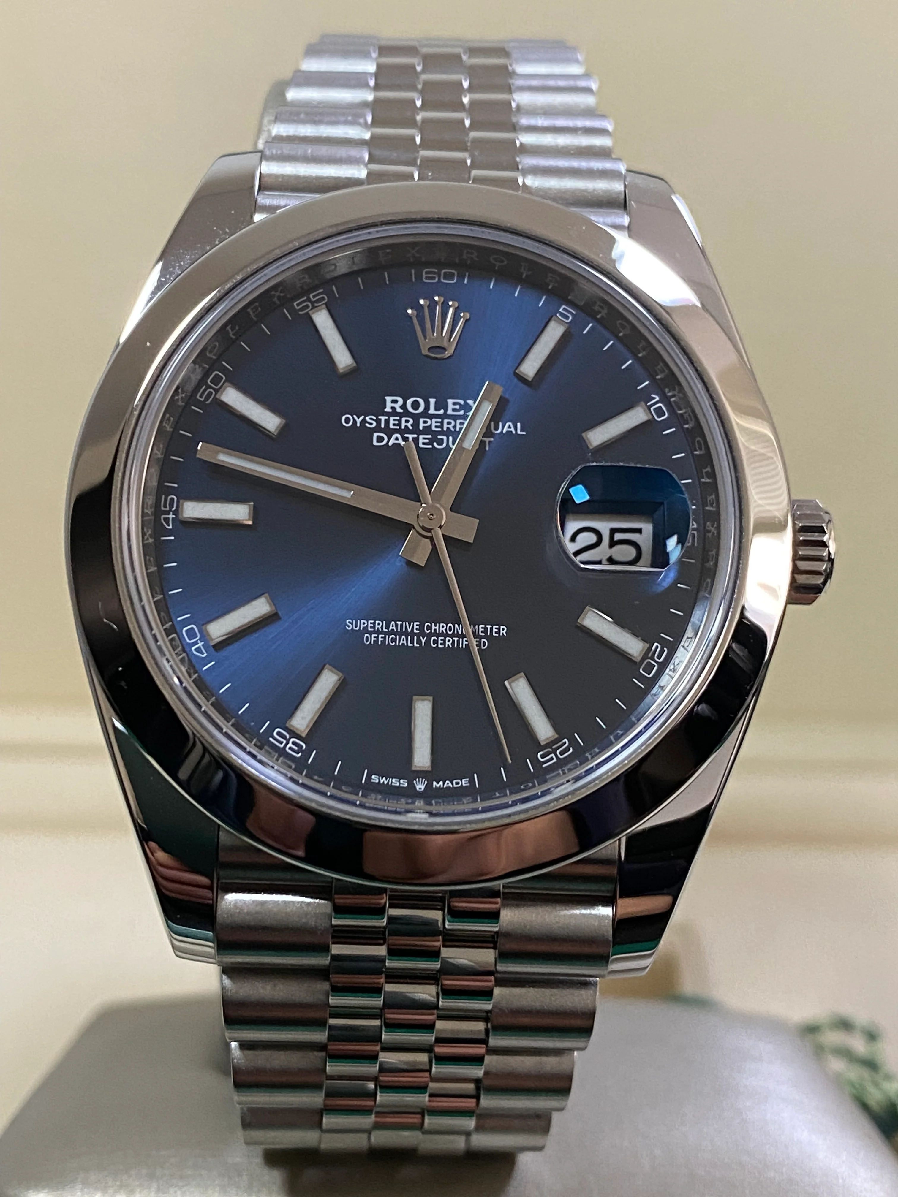 Rolex Steel Datejust 41 - 2020 - Smooth Bezel - Blue Index Dial - Jubilee Bracelet - 126300 *FULL SET*