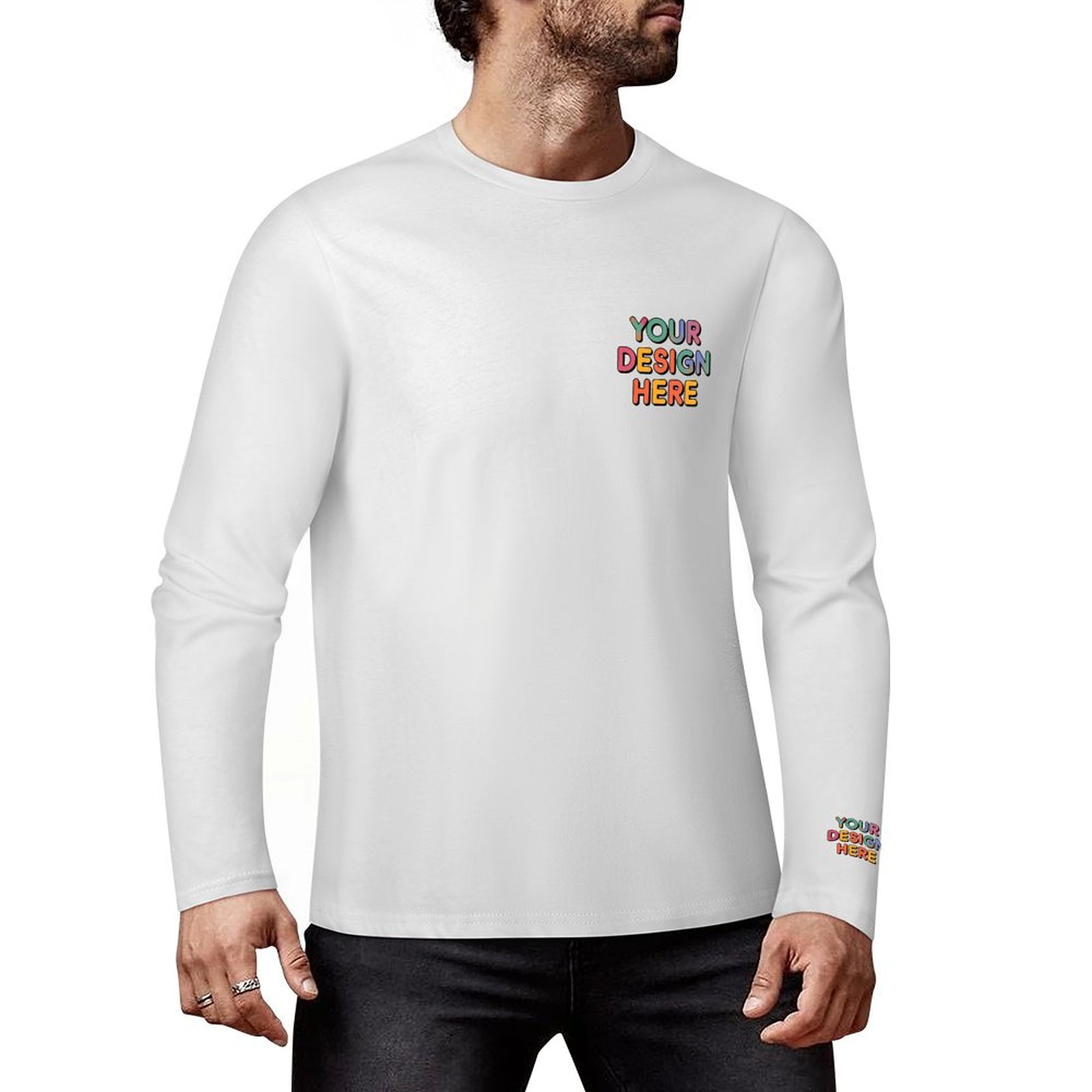 Custom Men’s Premium 160g Pure Cotton Long Sleeved T-Shirt