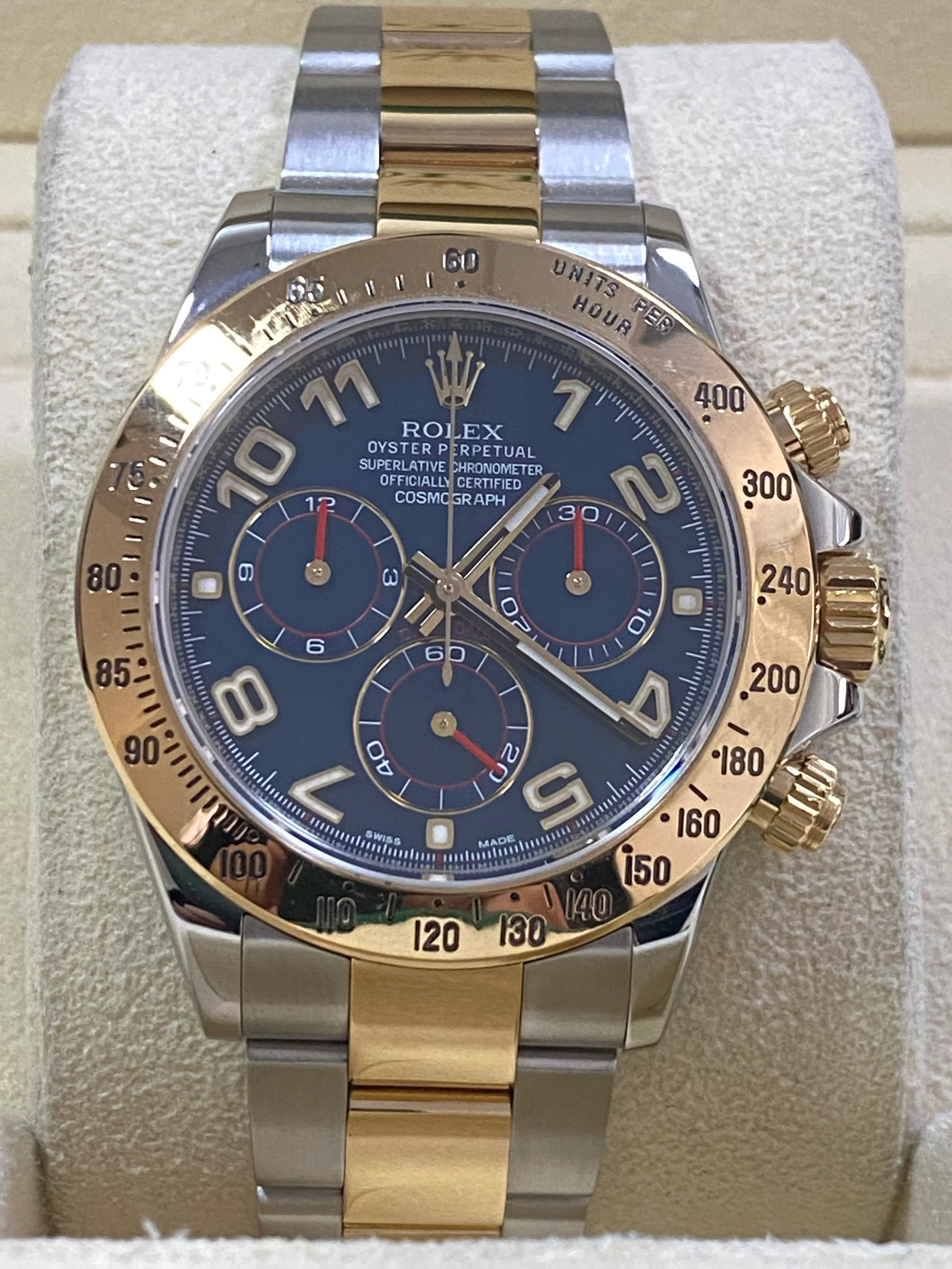Rolex Steel and Yellow Gold Cosmograph Daytona - Blue Racing Dial - 116523