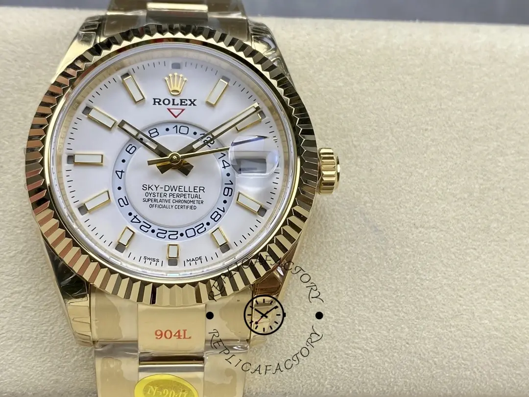 Rolex Sky Dweller Yellow Gold White Dial Oyster M336938 0003 Men's Replica Watch