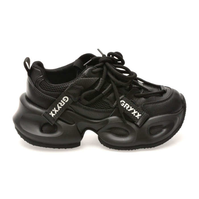Pantofi sport GRYXX negri, 2556, din material textil si piele naturala