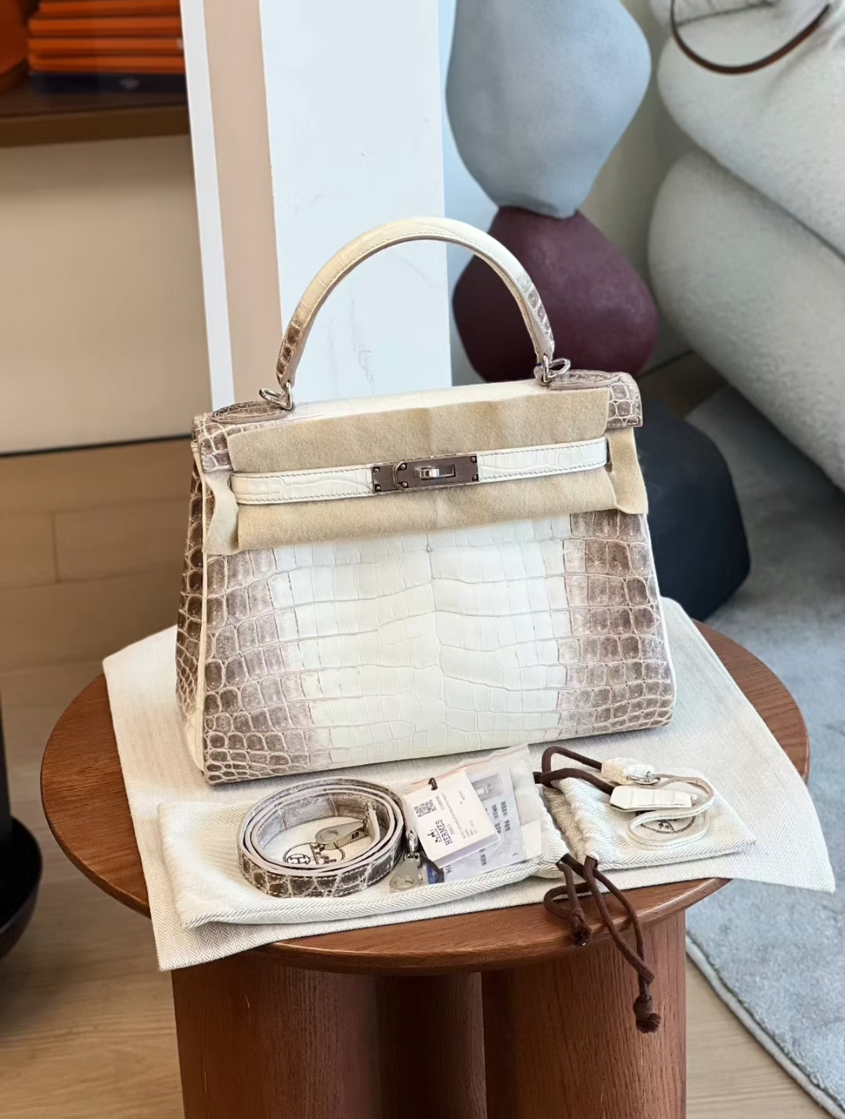 Hermès kelly 25-28 Himalayan crocodile leather