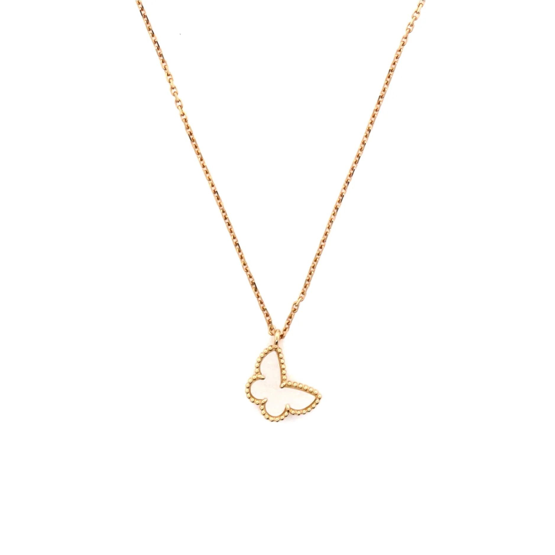 Sweet Alhambra Butterfly Pendant Necklace 18K Yellow Gold and Mother of Pearl