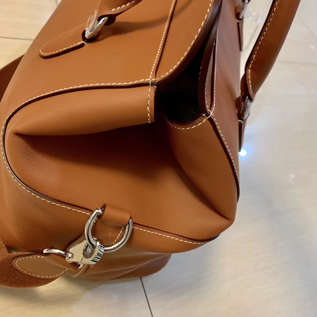 Hermes Toolbox Milk Carton Travel Bag Golden Brown 20-33cm Small Quantity in Stock