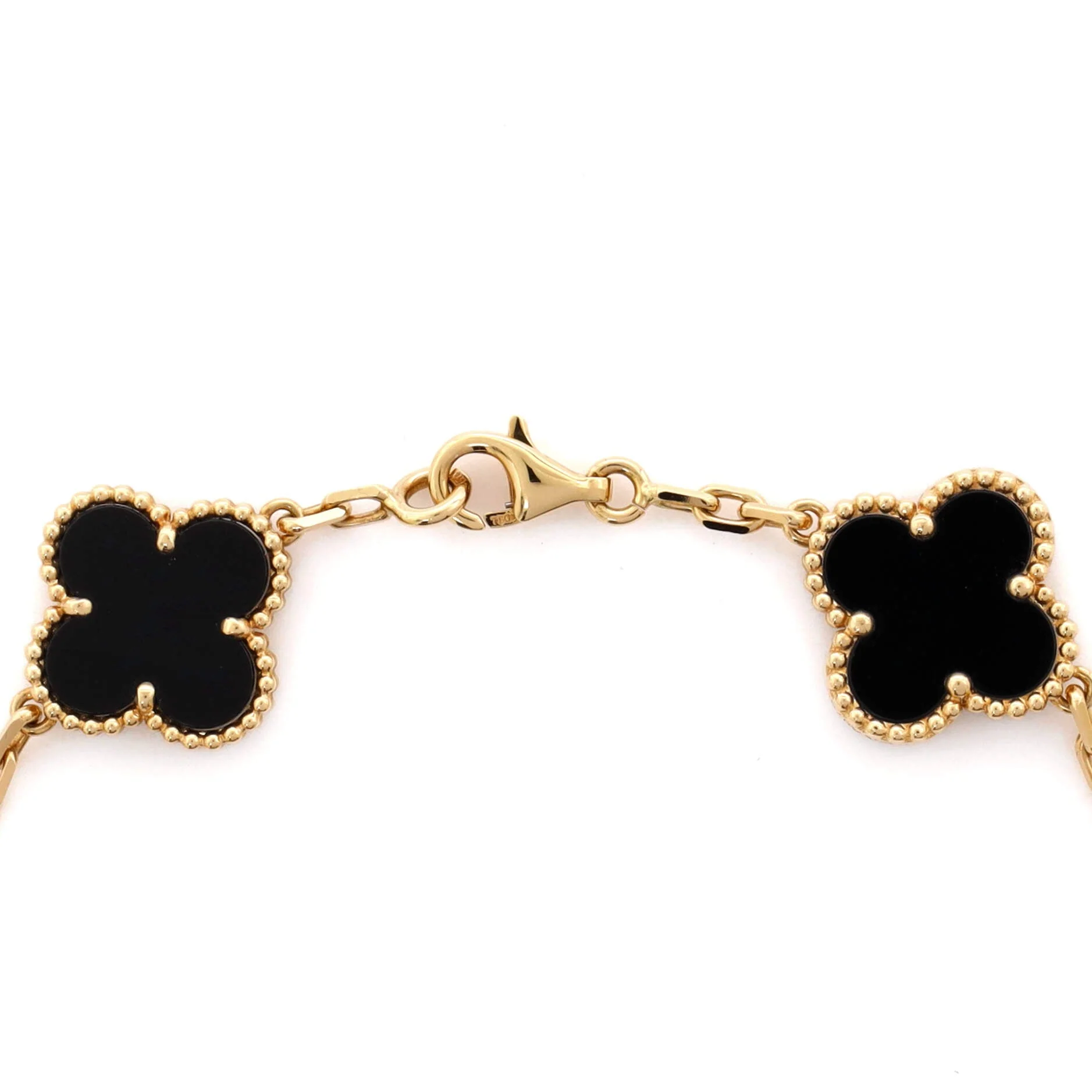 Vintage Alhambra 5 Motifs Bracelet 18K Yellow Gold and Onyx