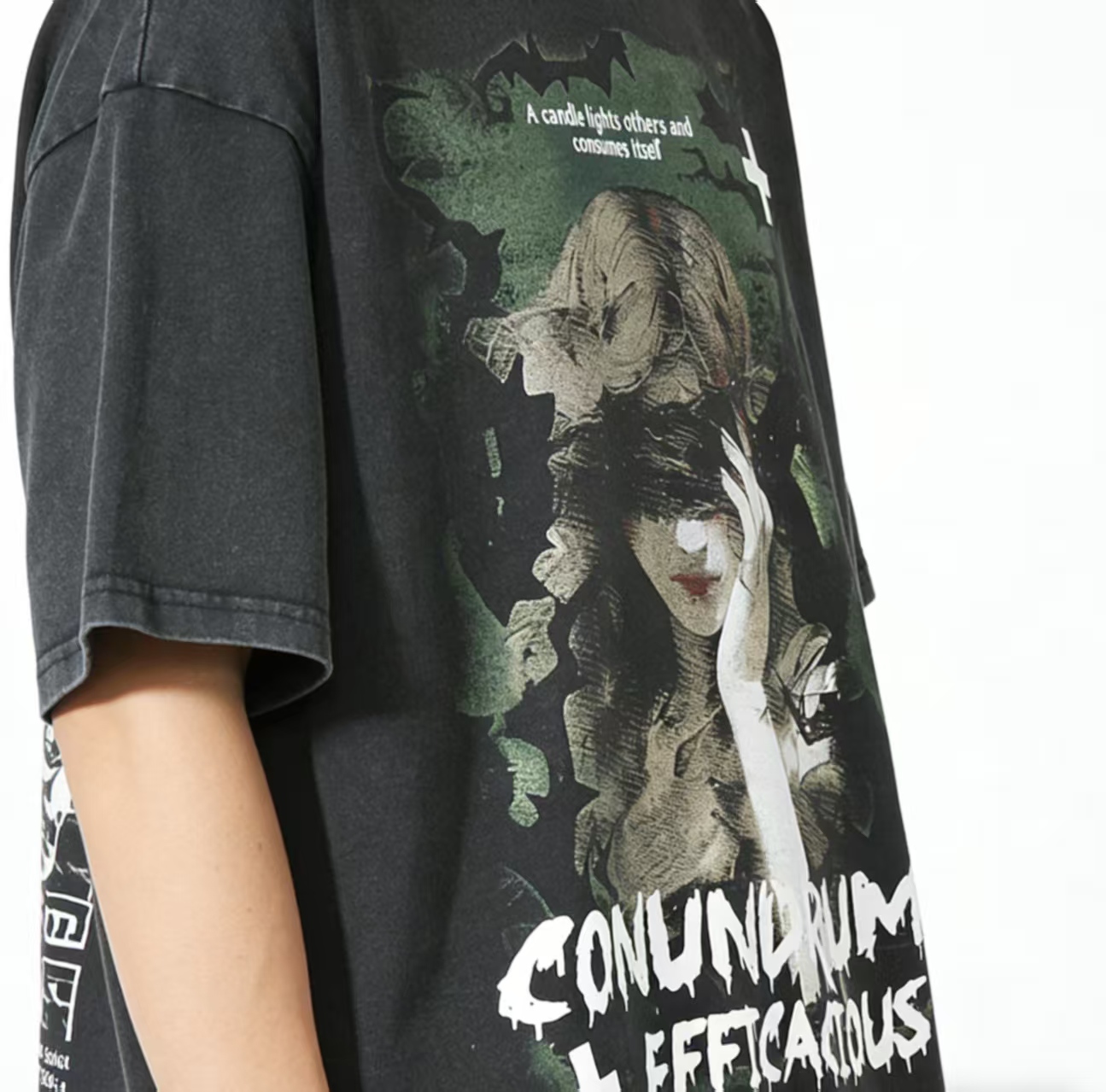 American high-street style distressed washed portrait print short-sleeved shirt, a must-have for trendy summer outfits.