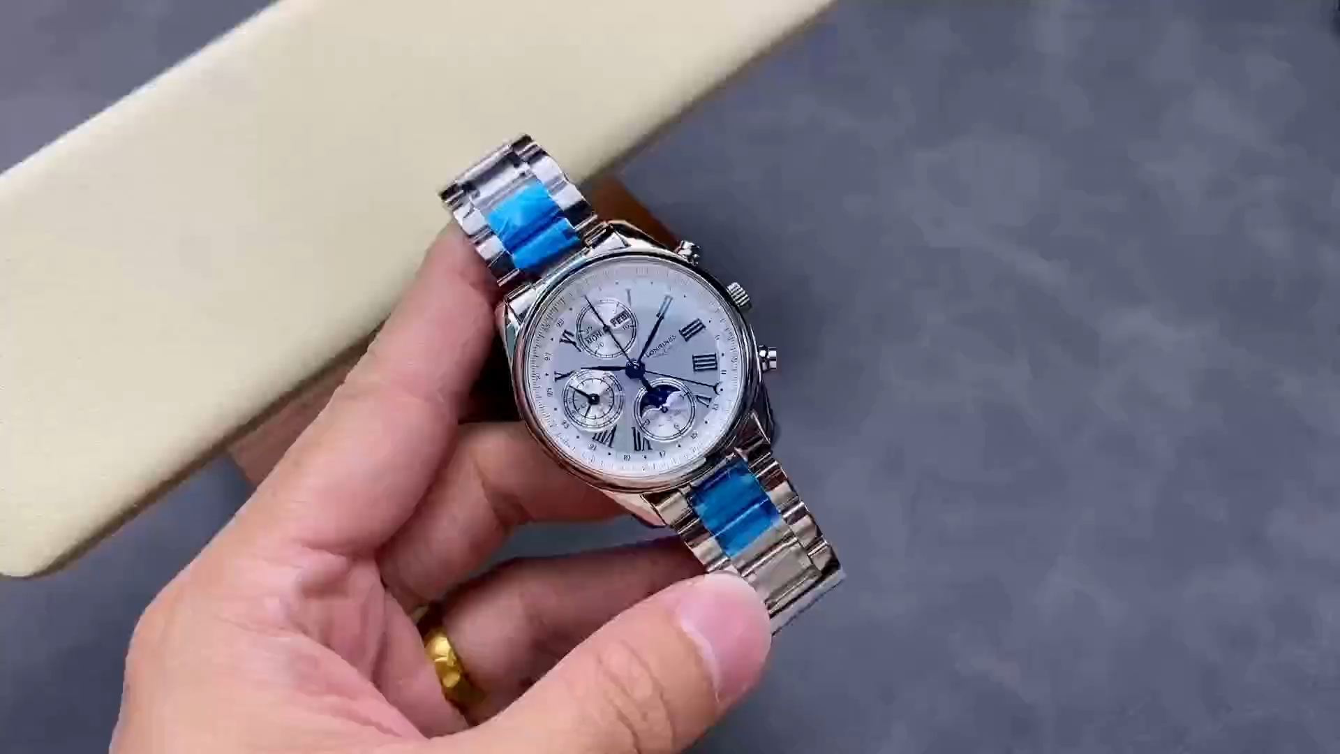 1:1 Clone Longines Master Collection 42 Chronograph L2.773.4.71.6 Roman Markers
