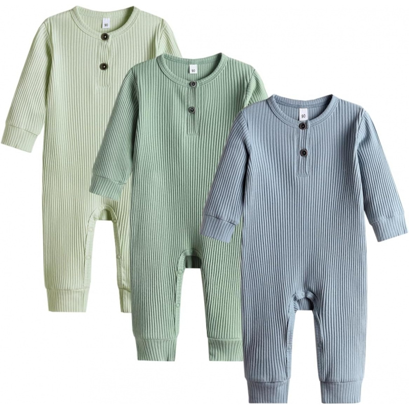 VAELIRAEL Baby Boy Girl 2/3 Pack Solid Romper