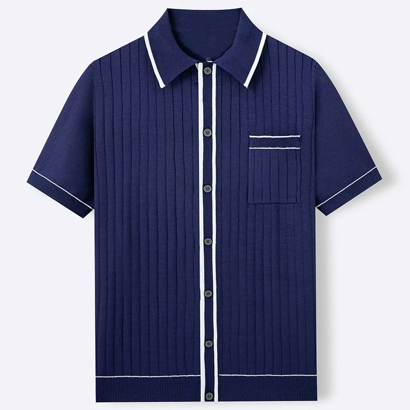 Mivanity Men's Jacquard Knit Polo Shirts