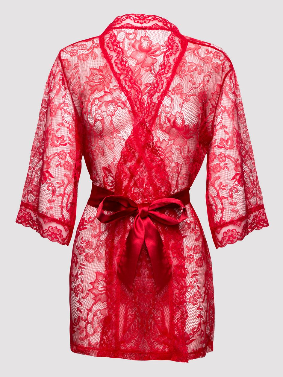 Lovehoney Plus Size Flaunt Me Black Lace Robe