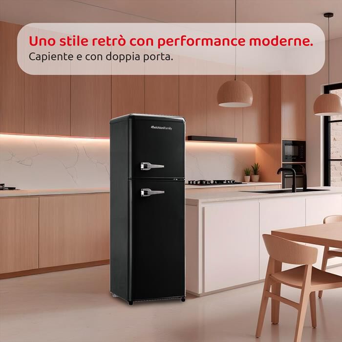 MELCHIONI FAMILY - Frigorifero 2 porte SIBERIA 85 Classe E 85lt-Nero / Metallo