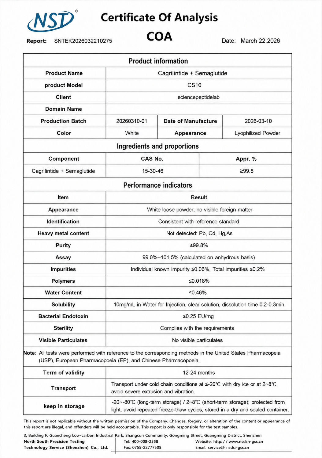CS10(Cagrilintide + Semaglutide)-5+5mg×10vials
