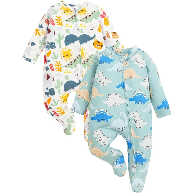 VAELIRAEL 2 Pcs One-Piece Footed Jumpsuits