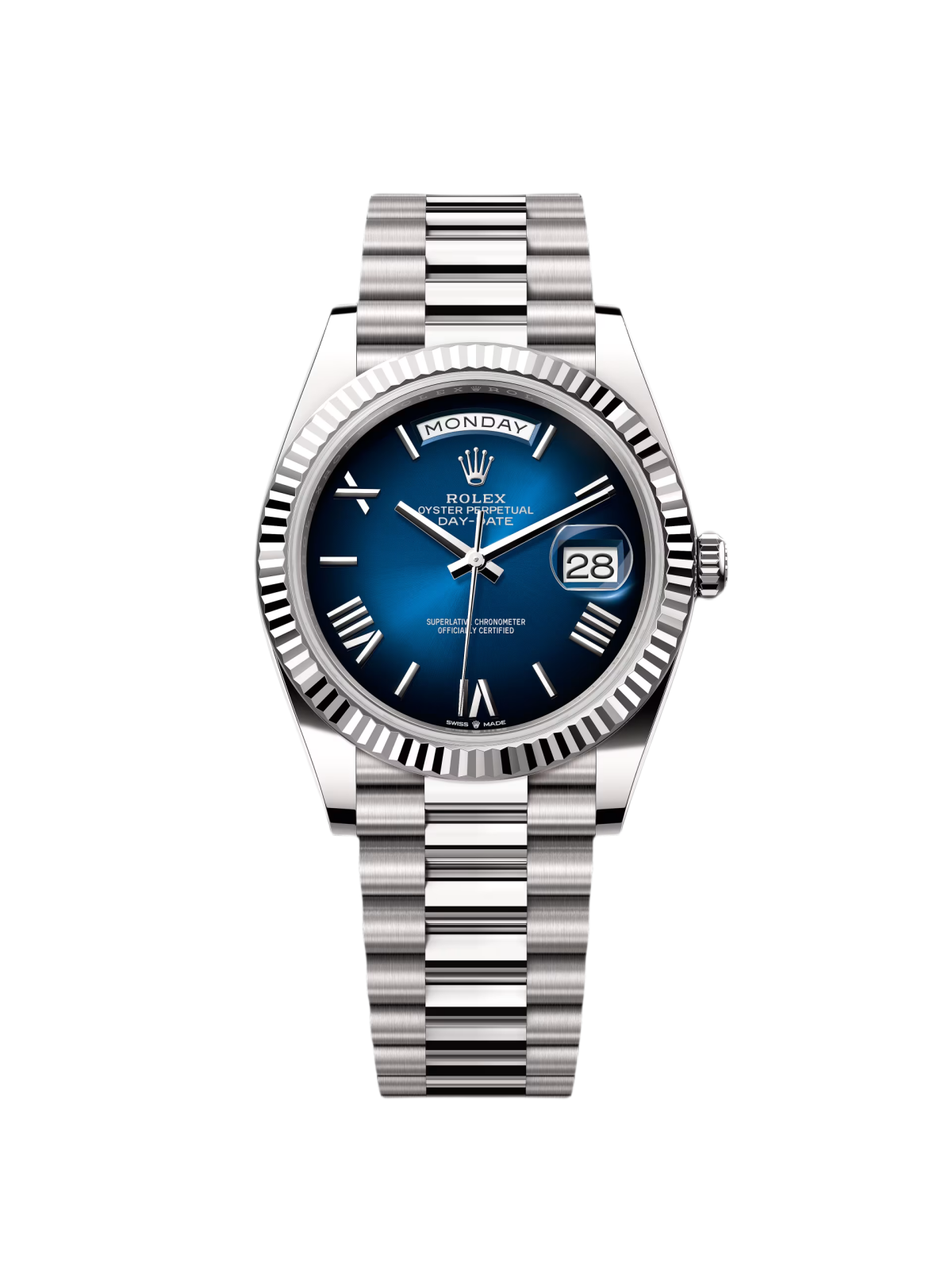【Super Clone】RLX  Day-Date "President" 40mm White Gold Blue Roman Ombre Dial - 228239