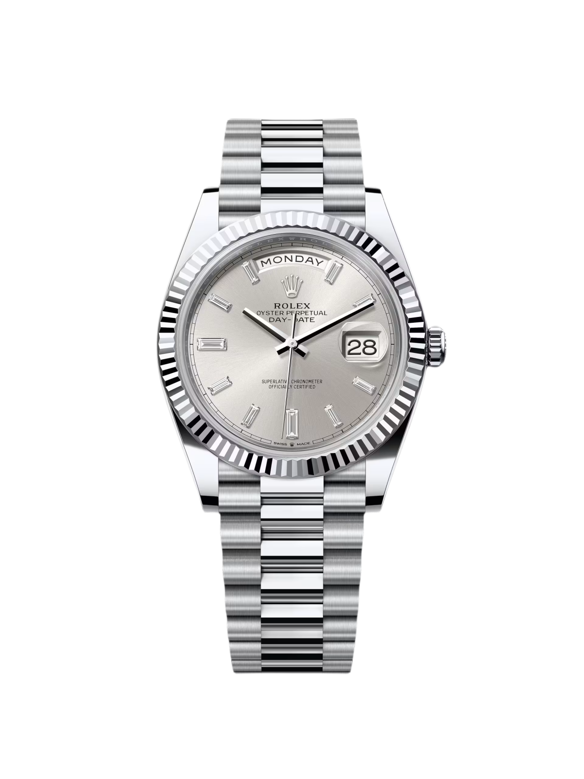 【Super Clone】RLX  Day-Date "President" 40mm Silver Diamonds Dial  228236-0002
