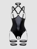 Lovehoney Plus Size Fierce Tough Love Wet Look Studded Open-Cup Crotchless Body