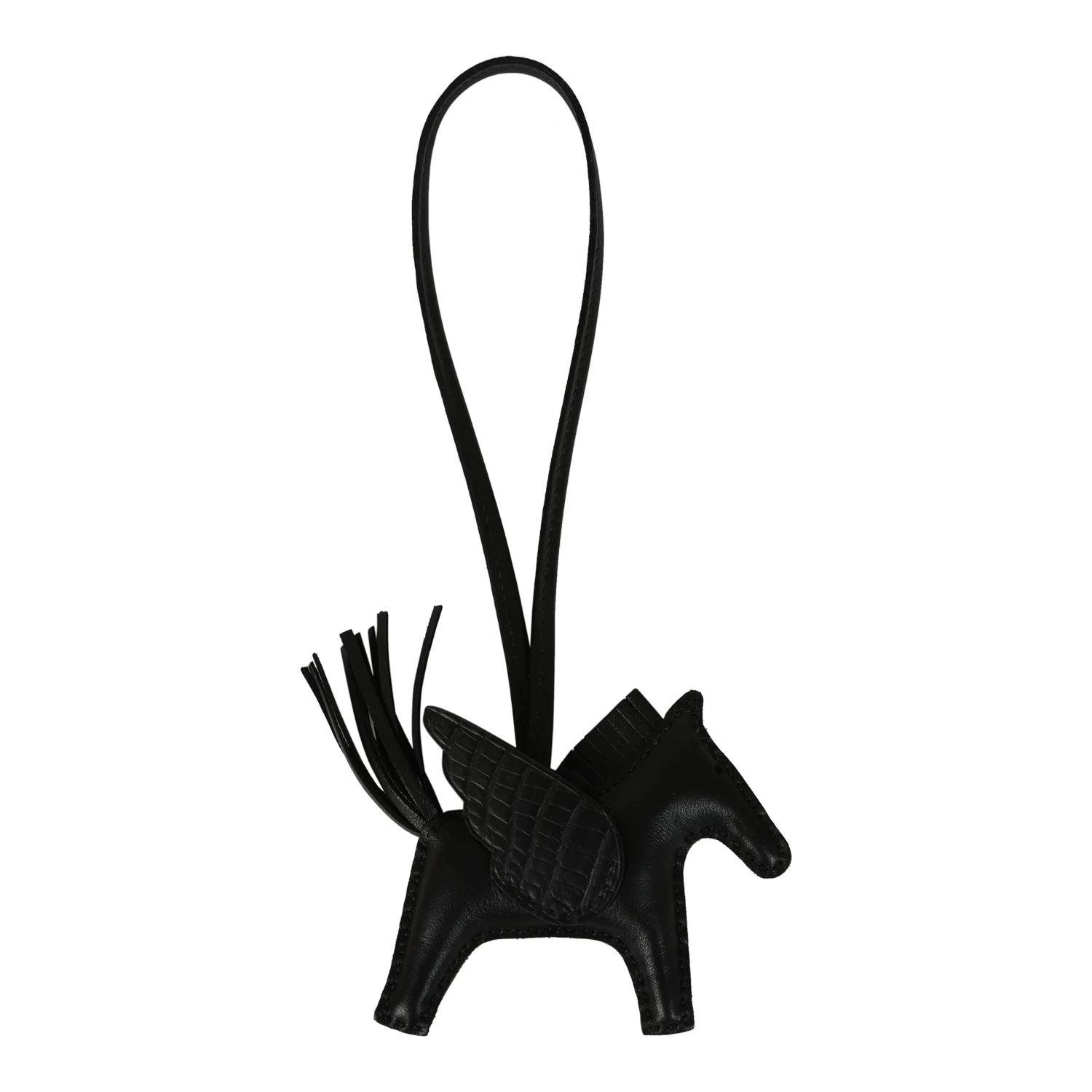 Hermes Pegase Rodeo Bag Charm PM So Black Touch Milo Lambskin and Matte Alligator