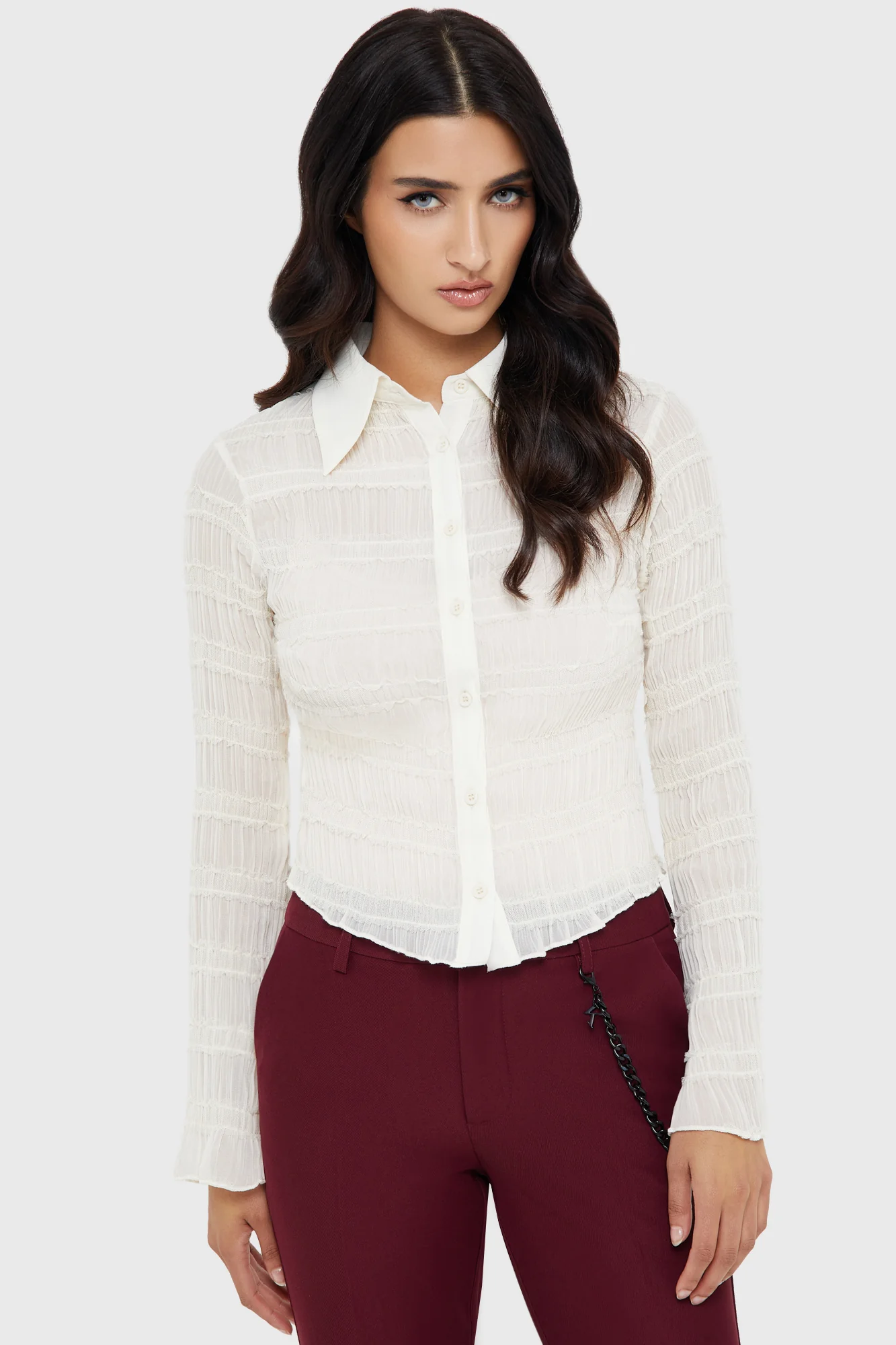 Ivory Off‑Shoulder Gothic Style Long‑Sleeve Casual Top
