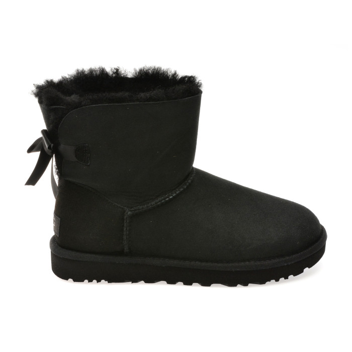 Ghete UGG negre, MINI BAILEY BOW II, din piele intoarsa