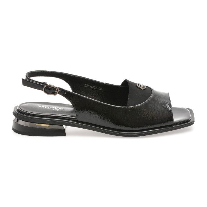 Sandale IMAGE negre, L216, din piele naturala