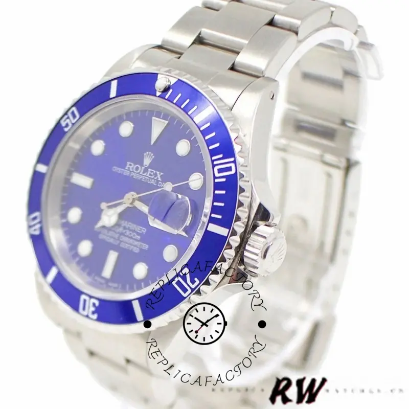 Rolex Submariner 16610 Stainless Steel Blue Bezel Blue Dial 40mm Mens Replica Watch