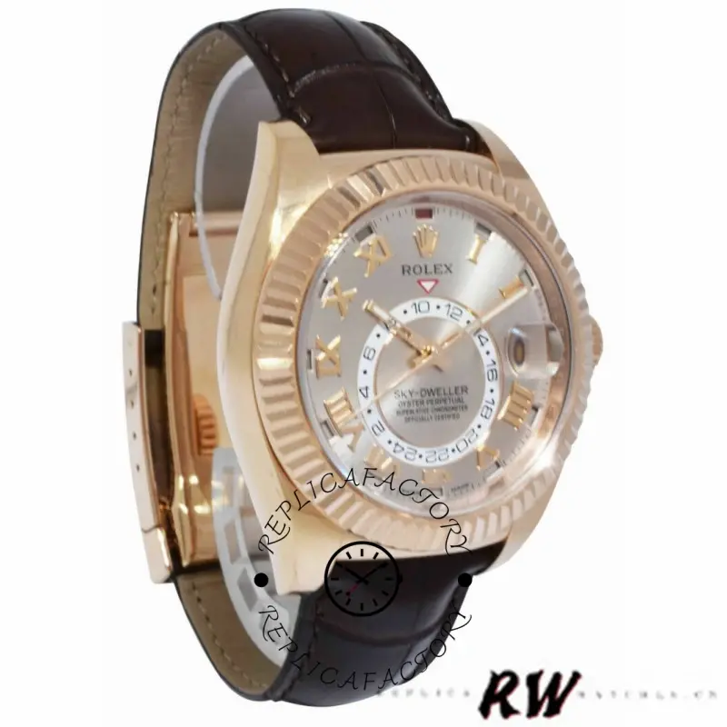 Rolex Sky-Dweller 326135 Sundust Dial Rose Gold 42MM Mens Replica Watch
